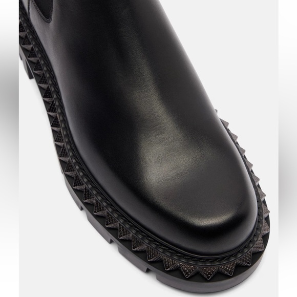 Christian Louboutin St Emilia Pyraclou Flat Black Calf Chelsea Lug Ankle Boot 37 - Picture 8 of 16